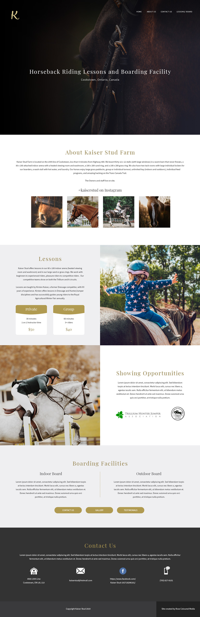 Kaiser Stud Farm Website Design